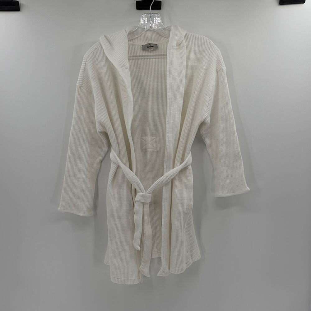 Skin for Neiman Marcus Waffle Knit Hooded Robe - White - 1